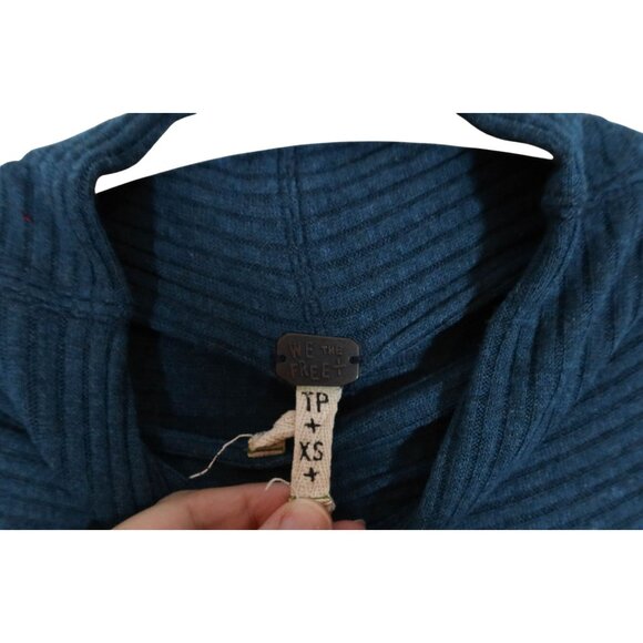 WE THE FREE PEOPLE Lover Split Back Ribbed Long Sleeve Top Size XS Dark Teal - Picture 5 of 6